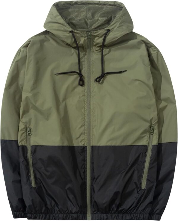 Men's Lightweight Windbreaker Jackets Outdoor Hooded Pocket Raincoat Jacket