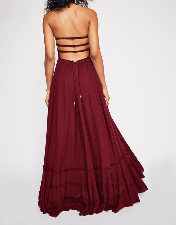 Women's Summer Cotton Sexy Backless Long Dresses