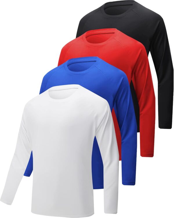 4-7 Pack Long Sleeve Shirts for Men Quick Dry Moisture Wicking men's Long Sleeve Tee Shirts Workout T Shirts