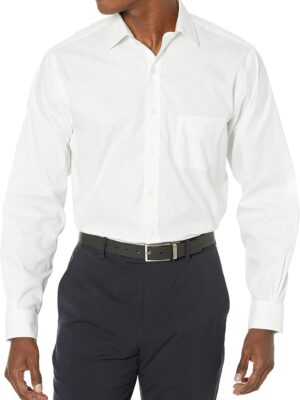 Men's Non-Iron Stretch Pinpoint Solid Spread Collar Dress Shirt