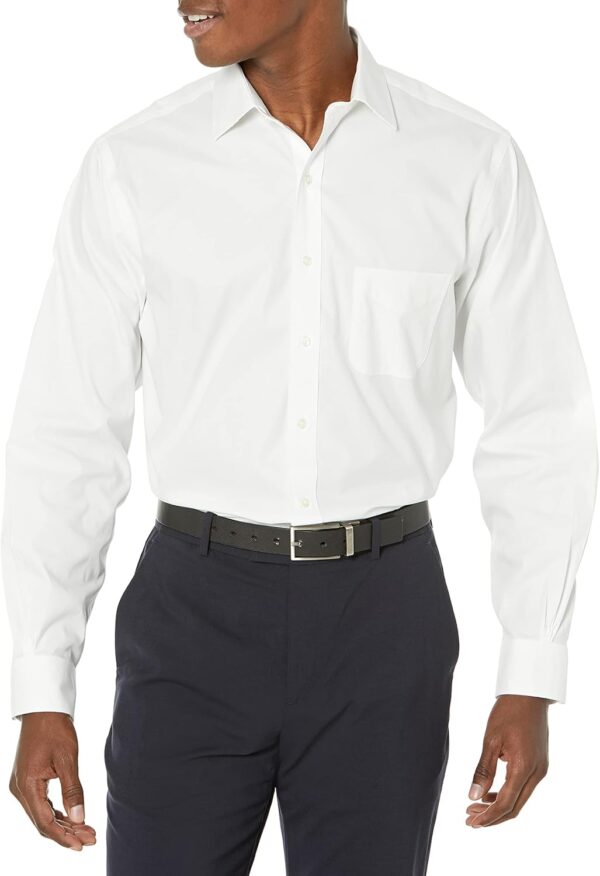 Men's Non-Iron Stretch Pinpoint Solid  Spread Collar Dress Shirt