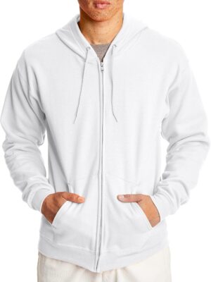 mens Full-zip  Hoodie Hoody, White, Large US