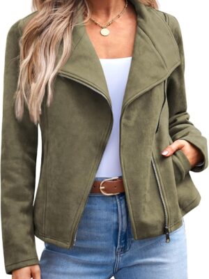 women's Faux Leather Jackets Suede Fall Fashion 2024 Outfits Winter Clothes Open Front Cropped Coat Outwear