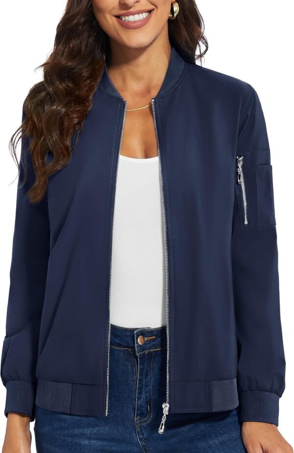 Women's Bomber Jackets Lightweight Casual Jacket Full Zip Windbreaker Fall Jacket