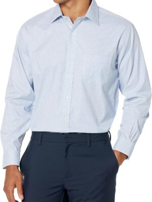 Men's Regular Fit Non-iron Stretch Spread Collar Dress Shirt