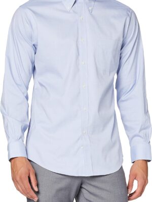 Men's Non-Iron Long Sleeve Button Down Stretch Pinpoint Dress Shirt, Solid